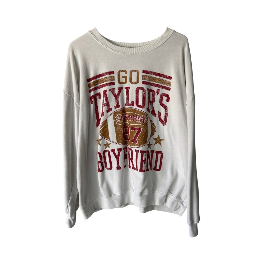 Originality Go Taylor's Boyfriend Sweatshirt White Medium Cotton Blend
